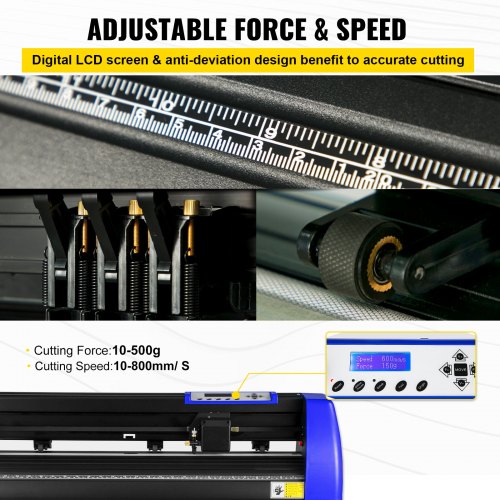 28" Vinyl Plotter Cutter Machine, 720mm Max Paper Feed with Sturdy Floor Stand, Adjustable Force