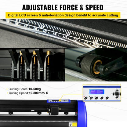 28" Vinyl Plotter Cutter Machine, 720mm Max Paper Feed with Sturdy Floor Stand, Adjustable Force
