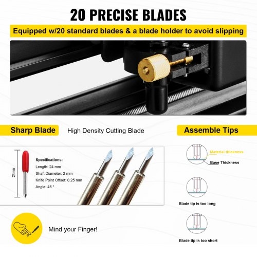 28" Vinyl Plotter Cutter Machine, 720mm Max Paper Feed with Sturdy Floor Stand, Adjustable Force