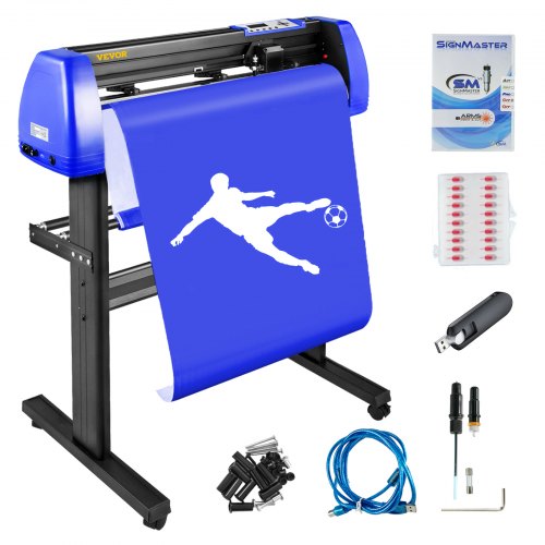 28" Vinyl Plotter Cutter Machine, 720mm Max Paper Feed with Sturdy Floor Stand, Adjustable Force