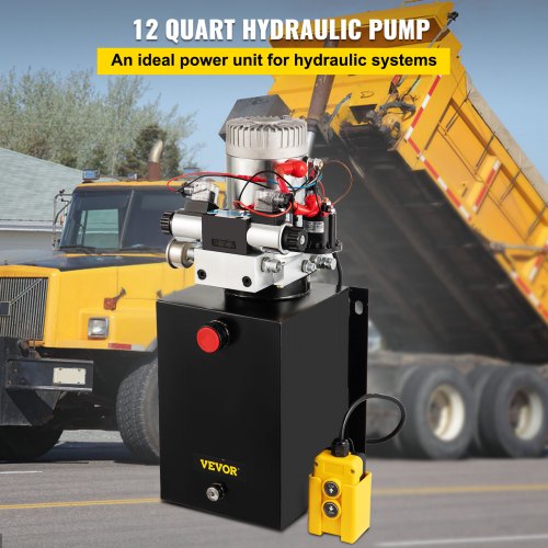 12V Hydraulic Power Unit DoubleActing Electric Hydraulic Pump With Brass Pressure Gauge For Dump Tr 2