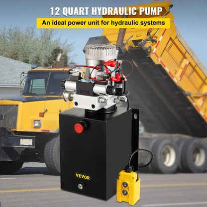 12V Hydraulic Power Unit DoubleActing Electric Hydraulic Pump With Brass Pressure Gauge For Dump Tr 2