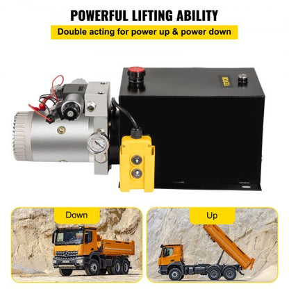 12V Hydraulic Power Unit DoubleActing Electric Hydraulic Pump With Brass Pressure Gauge For Dump Tr 3
