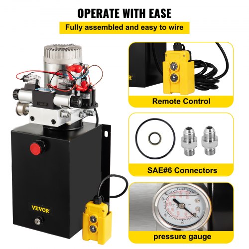 12V Hydraulic Power Unit DoubleActing Electric Hydraulic Pump With Brass Pressure Gauge For Dump Tr 4
