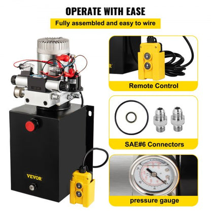 12V Hydraulic Power Unit DoubleActing Electric Hydraulic Pump With Brass Pressure Gauge For Dump Tr 4
