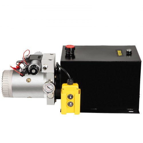 12V Hydraulic Power Unit DoubleActing Electric Hydraulic Pump With Brass Pressure Gauge For Dump Tr 7