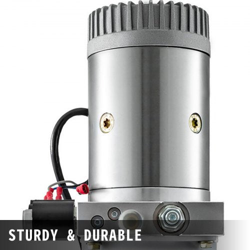 6 Quart Double Acting Hydraulic Pump, Dump Trailer Power Unit for Unloading & Repair (Plastic Tank)