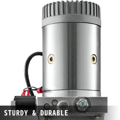 6 Quart Double Acting Hydraulic Pump, Dump Trailer Power Unit for Unloading & Repair (Plastic Tank)