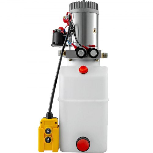 6 Quart Double Acting Hydraulic Pump, Dump Trailer Power Unit for Unloading & Repair (Plastic Tank)