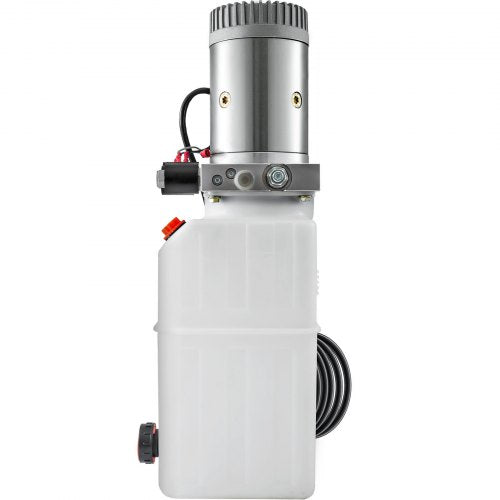 6 Quart Double Acting Hydraulic Pump, Dump Trailer Power Unit for Unloading & Repair (Plastic Tank)