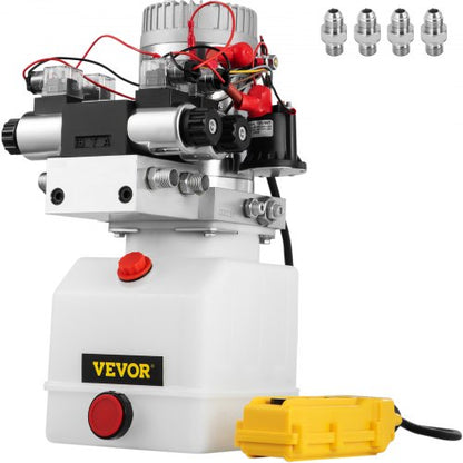45 Quart Double Solenoid Hydraulic Pump 12V Double Acting Power Unit For Car Lifts 3200 PSI W Remot 1