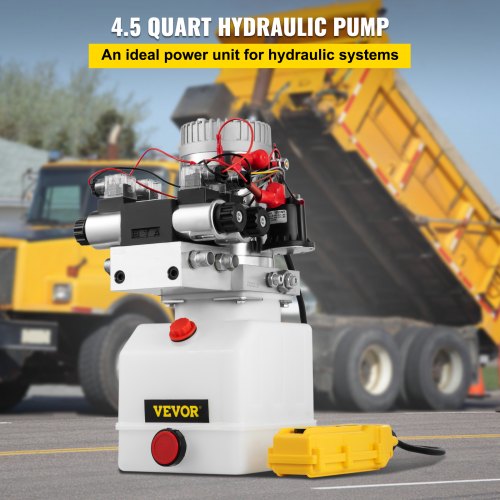 45 Quart Double Solenoid Hydraulic Pump 12V Double Acting Power Unit For Car Lifts 3200 PSI W Remot 2