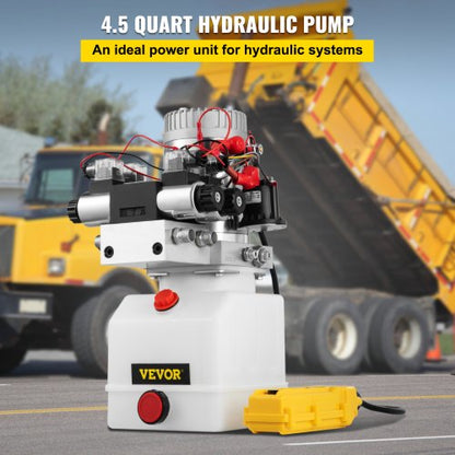 45 Quart Double Solenoid Hydraulic Pump 12V Double Acting Power Unit For Car Lifts 3200 PSI W Remot 2