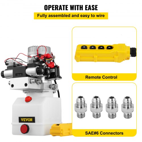 45 Quart Double Solenoid Hydraulic Pump 12V Double Acting Power Unit For Car Lifts 3200 PSI W Remot 4