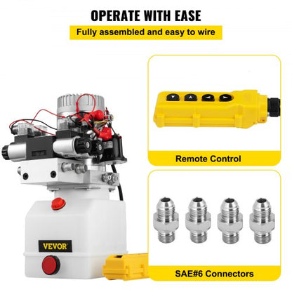 45 Quart Double Solenoid Hydraulic Pump 12V Double Acting Power Unit For Car Lifts 3200 PSI W Remot 4