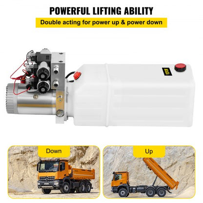 8L 12V DC Hydraulic Power Pack Double Acting Double Solenoid Pump With 3200 PSI Model ZZ004235 3