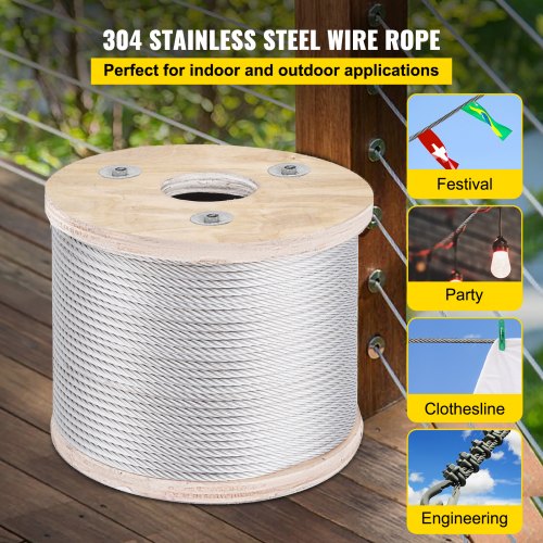 316 Stainless Steel Aircraft Cable 7x19 Strand Construction 250ft For Deck Rail Balusters Stair Han 2