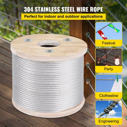 316 Stainless Steel Aircraft Cable 7x19 Strand Construction 250ft For Deck Rail Balusters Stair Han 2