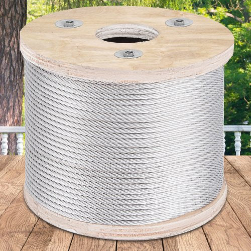 3/16" Stainless Steel Aircraft Cable, 7x19 Strand Construction (250ft) for Deck Rail Balusters, Stair Handrails & Porch