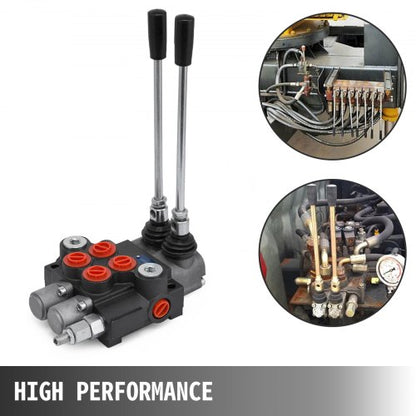2-Spool Hydraulic Directional Control Valve, 11 GPM, 4300 PSI Double Acting Valve for Tractors & Loaders