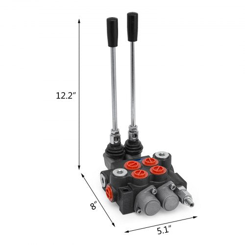 2-Spool Hydraulic Directional Control Valve, 11 GPM, 4300 PSI Double Acting Valve for Tractors & Loaders