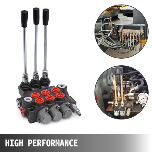 3 Spool Hydraulic Directional Control Valve, 11 GPM Double Acting Valve for Tractors & Loaders (3600 PSI)