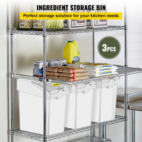 White Shelf Ingredient Bin With Scoop  Sliding Lid Commercial Storage Bins For Flour Rice  Pet Food 2