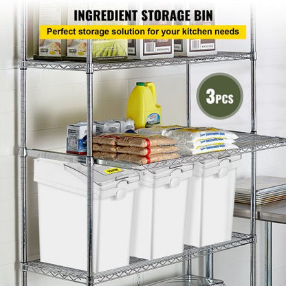 White Shelf Ingredient Bin With Scoop  Sliding Lid Commercial Storage Bins For Flour Rice  Pet Food 2