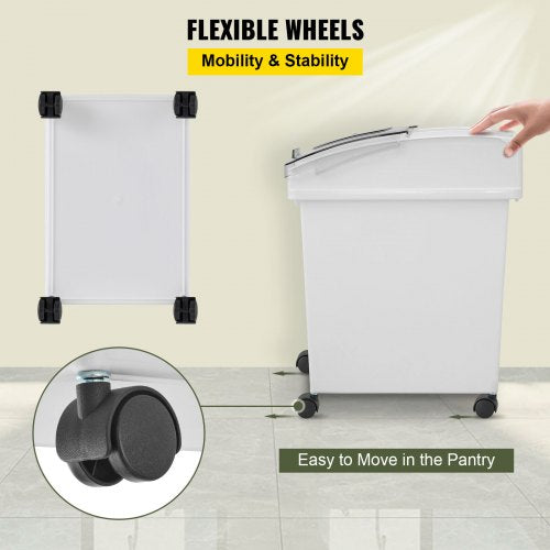 White Shelf Ingredient Bin With Scoop  Sliding Lid Commercial Storage Bins For Flour Rice  Pet Food 6