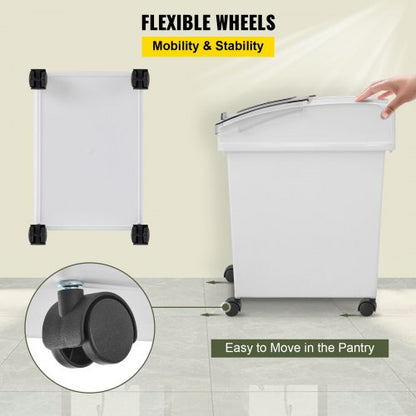 White Shelf Ingredient Bin With Scoop  Sliding Lid Commercial Storage Bins For Flour Rice  Pet Food 6
