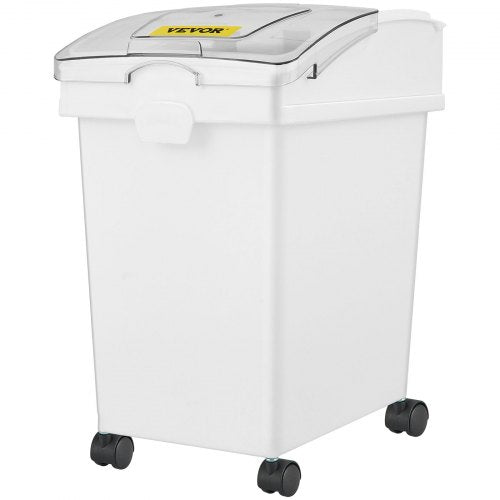White Shelf Ingredient Bin With Scoop  Sliding Lid Commercial Storage Bins For Flour Rice  Pet Food 8