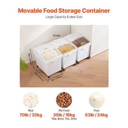 3Pack White Shelf Ingredient Bin With Scoop  Sliding Lid Commercial Storage Bins For Dry Food Rice  2