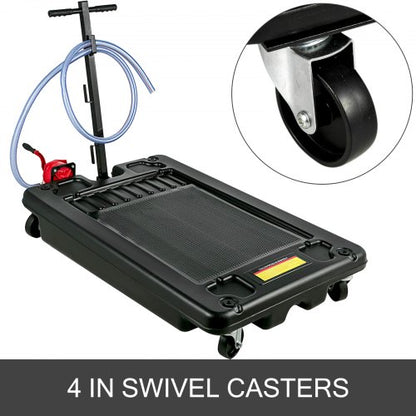 17 Gallon Low Profile Oil Drain Pan with Pump & 8' Hose, 64L Oil Drain Pan for SUV, Car, and Trucks