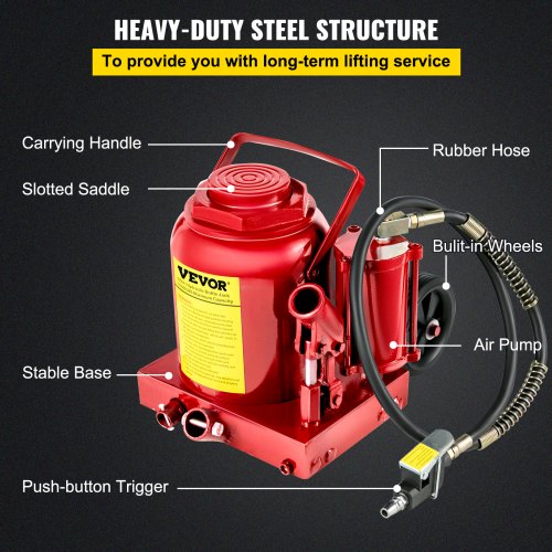 50 Ton Air Hydraulic Bottle Jack Heavy Duty 110200lbs Capacity For Auto Truck  RV Repair 6