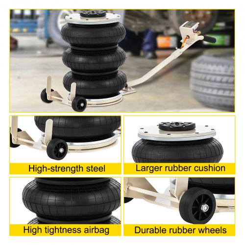 5-Ton Inflatable Car Jack, Pneumatic Air Jack with Long Handle for Garage, Lifting & Repair (11,023 lbs Capacity)