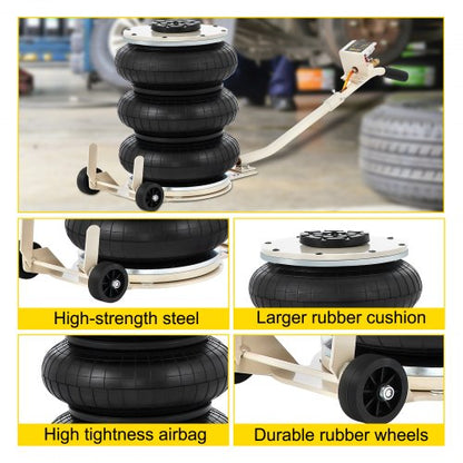 5-Ton Inflatable Car Jack, Pneumatic Air Jack with Long Handle for Garage, Lifting & Repair (11,023 lbs Capacity)