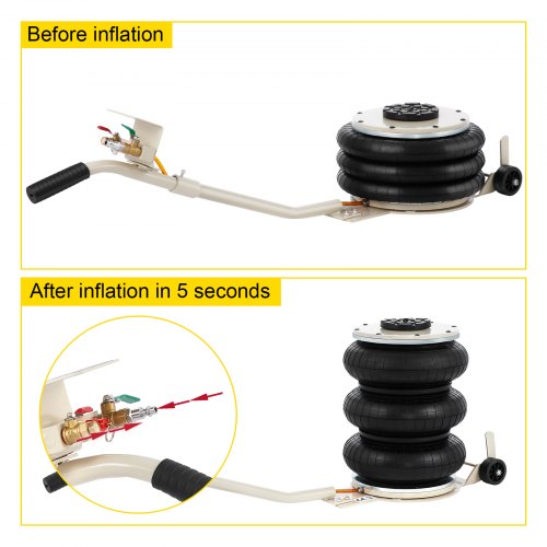 5-Ton Inflatable Car Jack, Pneumatic Air Jack with Long Handle for Garage, Lifting & Repair (11,023 lbs Capacity)