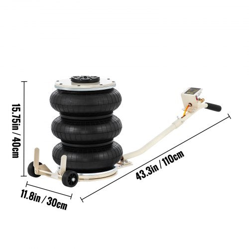 5-Ton Inflatable Car Jack, Pneumatic Air Jack with Long Handle for Garage, Lifting & Repair (11,023 lbs Capacity)