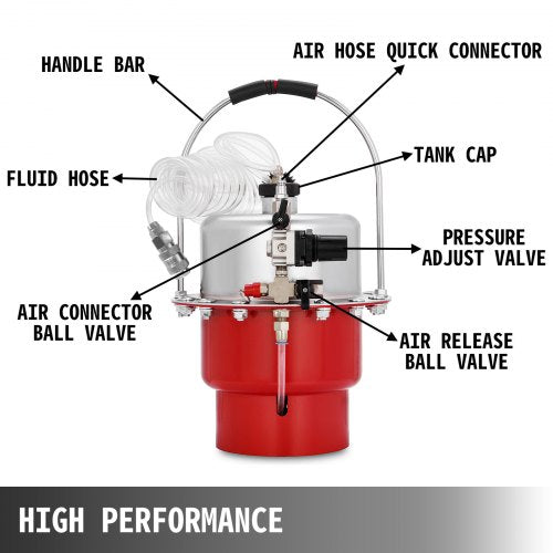Pneumatic Air Pressure Bleeder Tool Kit, Professional Brake Bleeding System for Garage Workshop Mechanics