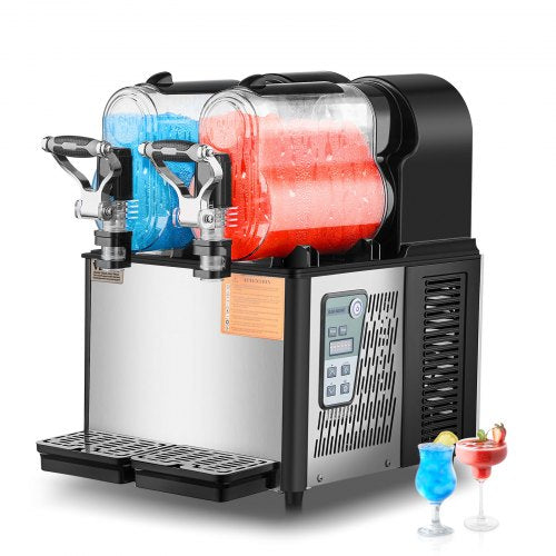 Commercial Slushy Machine with Tanks, Stainless Steel Frozen Drink Maker for Margarita, Juice & Cold Drinks, Automatic