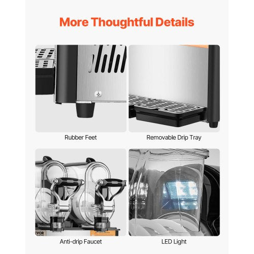Commercial Slushy Machine With Tanks Stainless Steel Frozen Drink Maker For Margarita Juice  Cold D 6