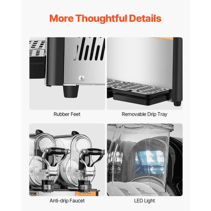 Commercial Slushy Machine With Tanks Stainless Steel Frozen Drink Maker For Margarita Juice  Cold D 6