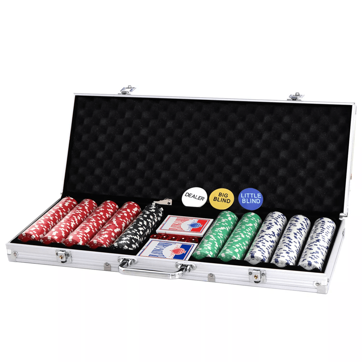 500 Piece Poker Chips Set with Case for Texas Holdem and Casino Style Games