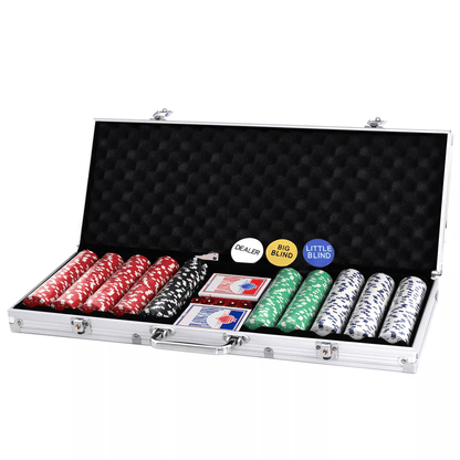 500 Piece Poker Chips Set with Case for Texas Holdem and Casino Style Games