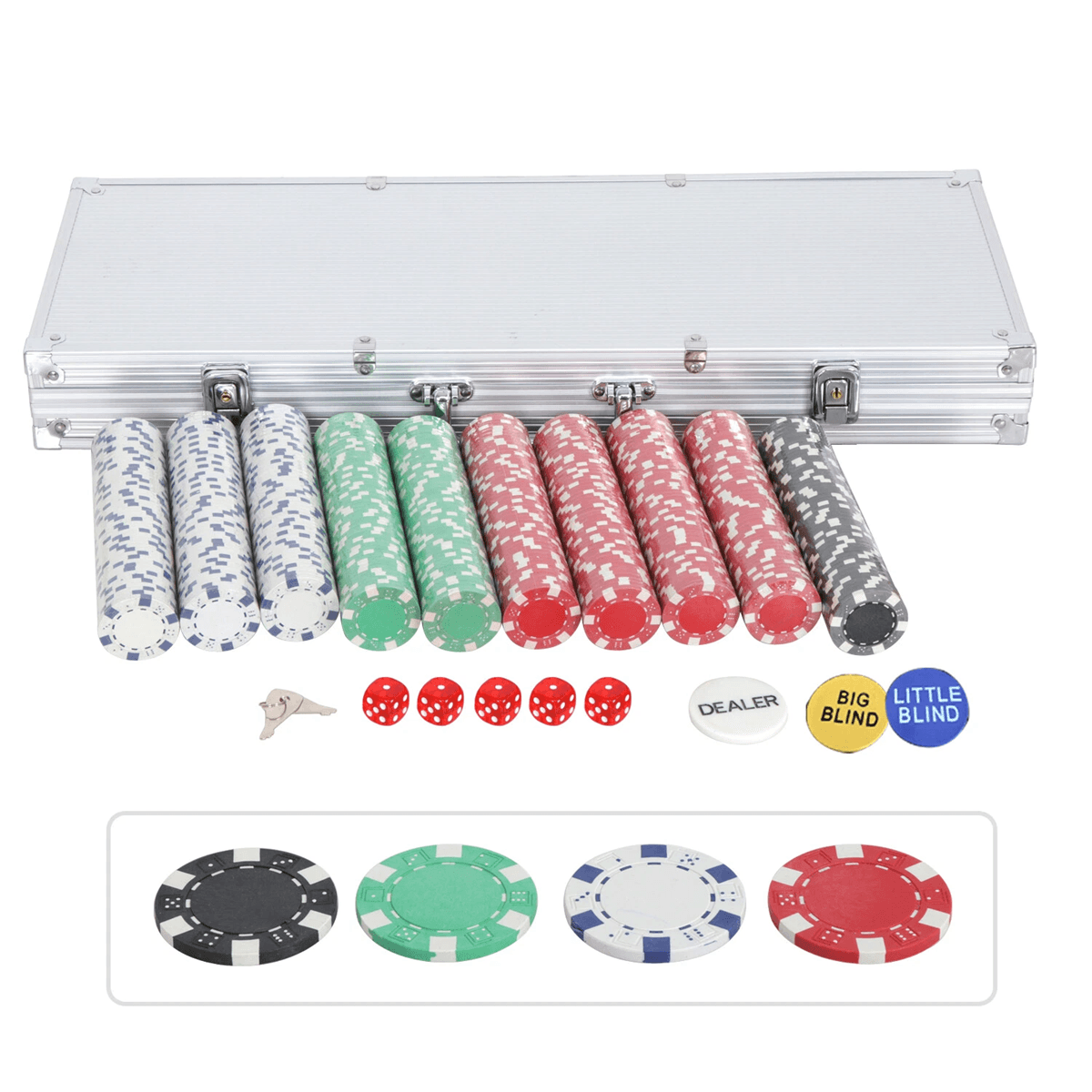 500 Piece Poker Chips Set With Case For Texas Holdem And Casino Style Games 2