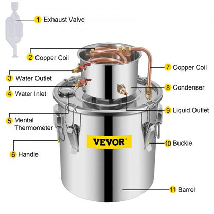 Moonshine Still Distillery Kit With Circulating Pump Stainless Steel Alcohol Still With Copper Tube 9
