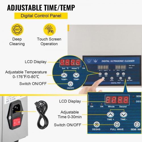 30L Professional Ultrasonic Parts Cleaner with Heater & Timer, Dual Frequency (28/40kHz) for Dental Instruments.