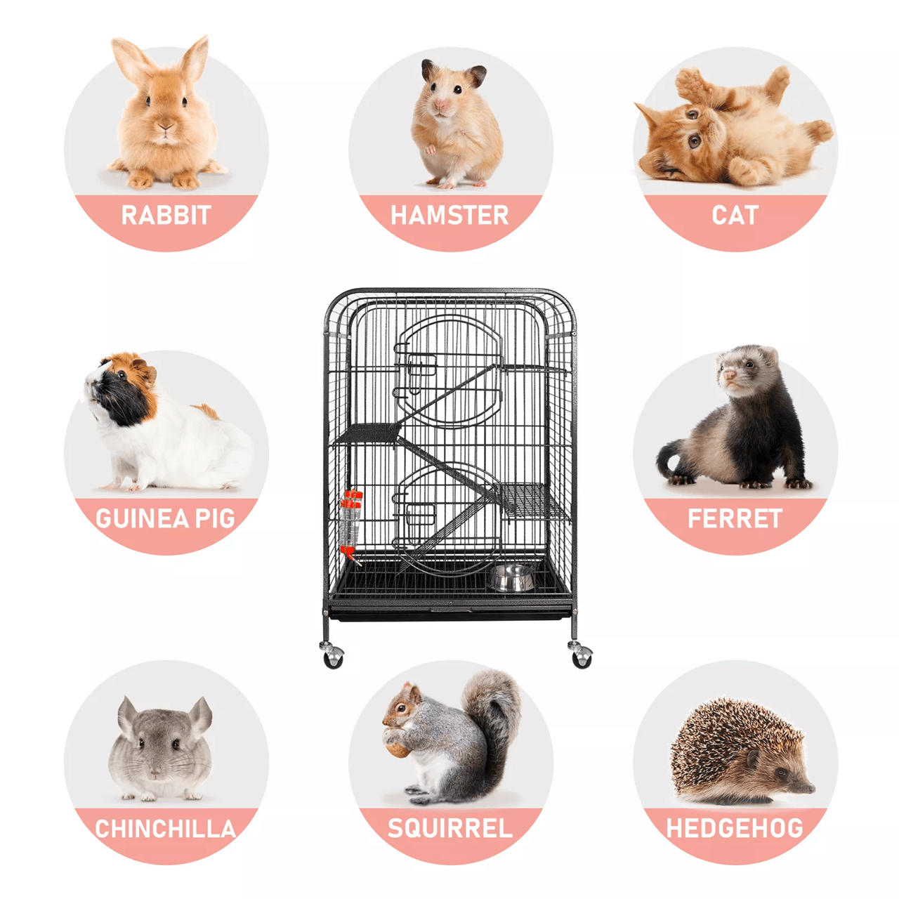 Multi Level Ferret Cage For Small Pets With 4 Tiers And Rolling Base 3