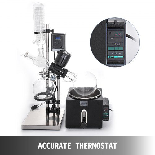 5L Rotary Evaporator RE-501, Digital Controller Vacuum Evaporator Set with 0-90RPM & Manual Lifting