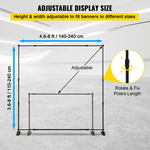 8ft Adjustable Step And Repeat Backdrop Banner Stand Retractable Display With Carrying Bag For Even 4